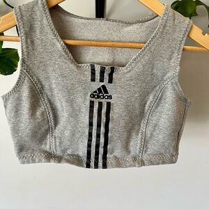 adidas Light Gray Crop Tank with Black Stripe Logo